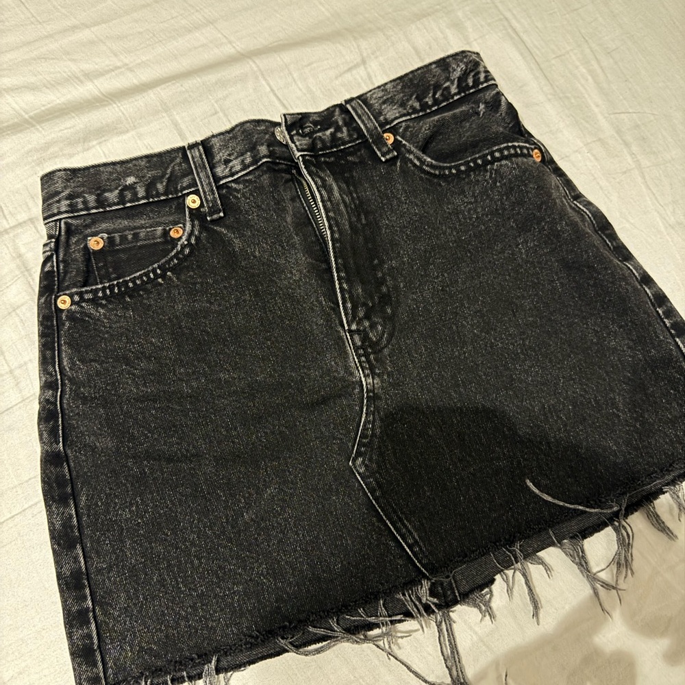 Mango Charcoal Denim Skirt